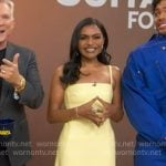 Mindy Kaling's yellow floral applique dress on Good Morning America