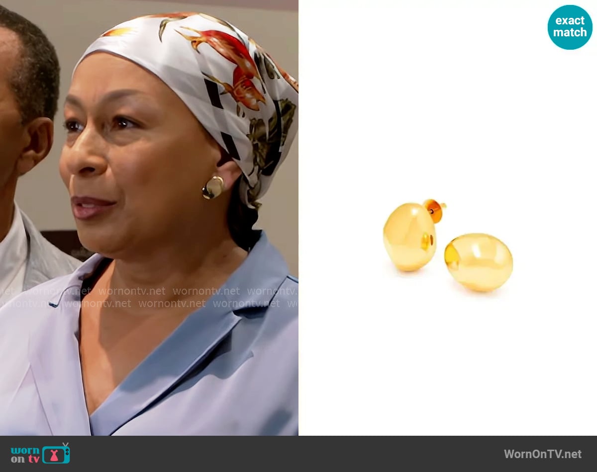 Misho Mini Droplet Studs worn by Anita Dupree (Tamara Tunie) on Beyond the Gates
