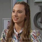 Miss Dylan’s printed tie-neck top on The Bold and the Beautiful