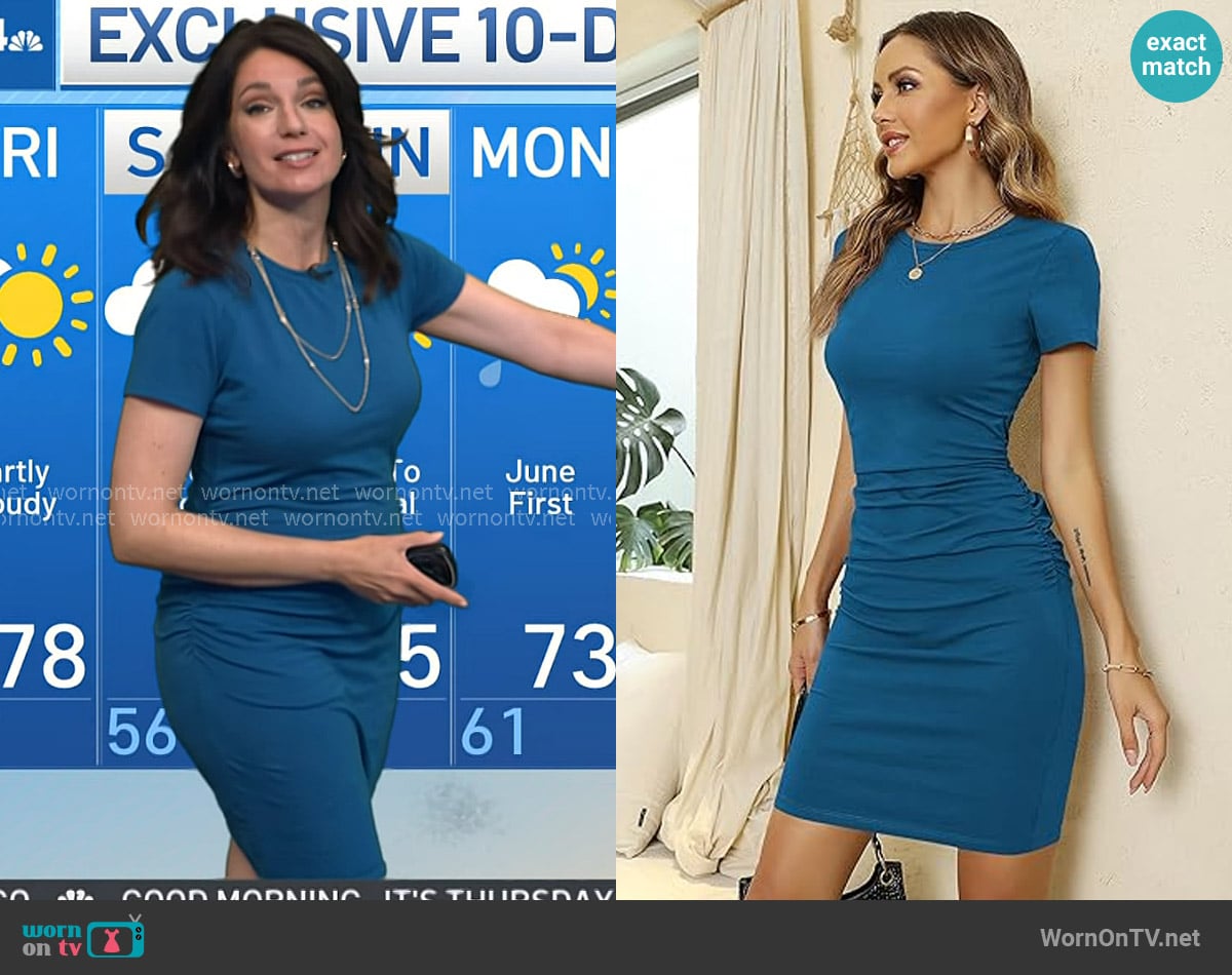 Maria’s blue ruched side dress on Today Maria’s blue ruched side dress on Today