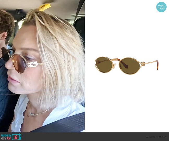 Miu Miu 54mm Oval Sunglasses worn by Lindsay Hubbard on Summer House