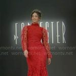 Model's red lace Forrester Creations dress on The Bold and the Beautiful