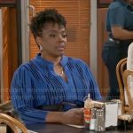Mona’s blue dress on Beyond the Gates