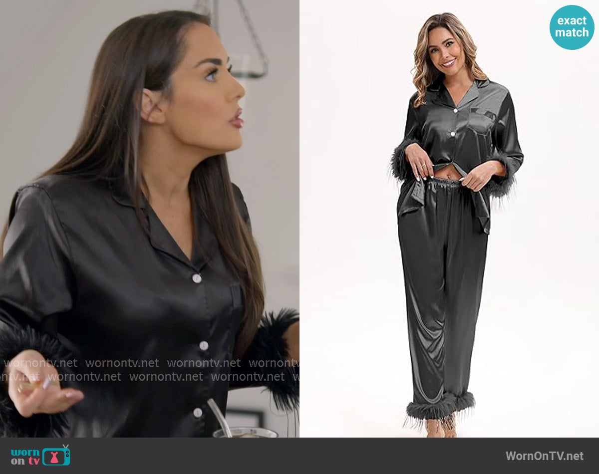 Morforu Satin Pajama Set worn by Rosie DiMare on The Real Housewives of Rhode Island