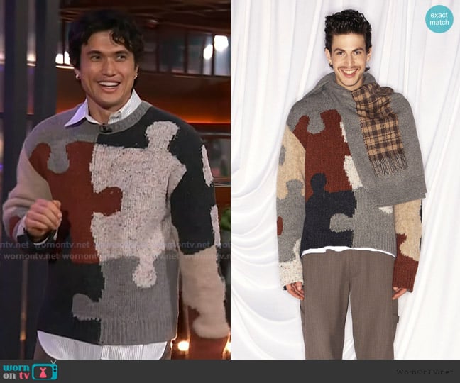 Moschino 2026 Pre Fall Collection worn by Charles Melton on The Kelly Clarkson Show