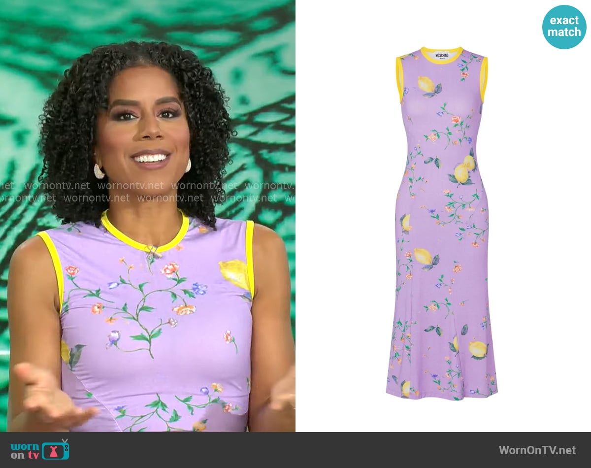 Moschino Jeans Lavender Lemon Tank Dress worn by Adriana Diaz on CBS Mornings
