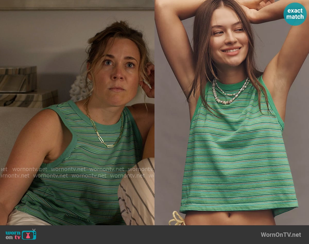 Mother The Silent Type Binding Muscle Tee worn by Ginny (Erika Henningsen) on The Four Seasons