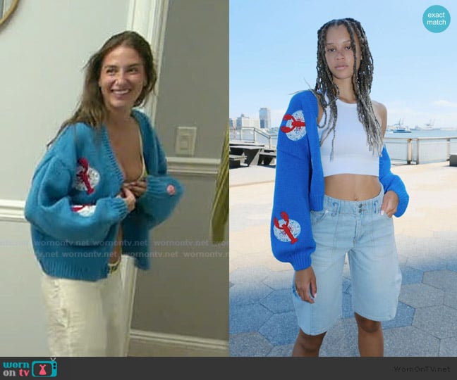 Mure and Grand You're A Reel Catch Puff Cardigan worn by Amanda Batula on Summer House