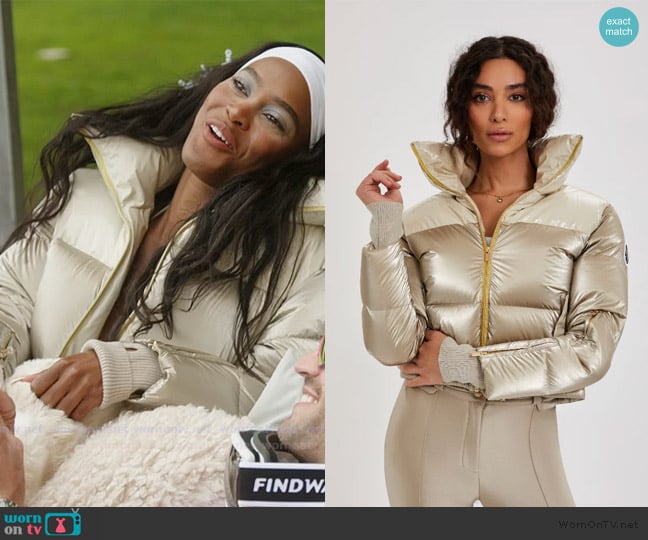 My Sunday Ski Cropped Bomber Ski Jacket worn by Ciara Miller on Summer House
