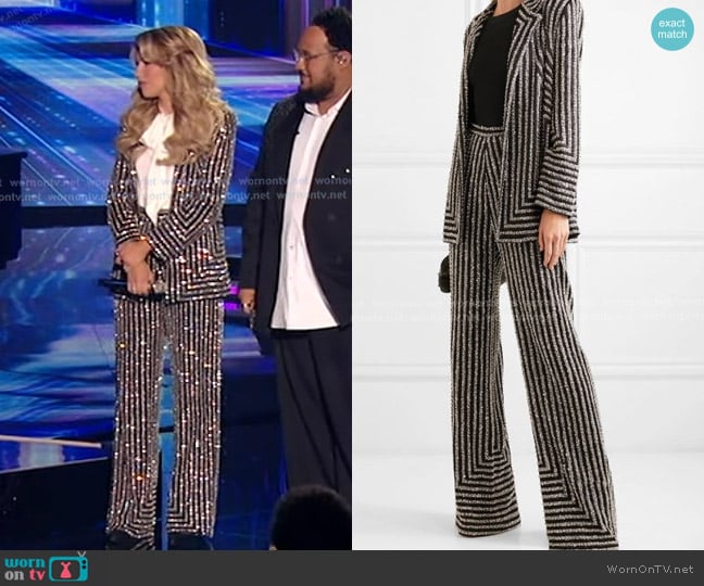 Naeem Khan Embellished Silk Satin Blazer worn by Hannah Harper on American Idol