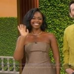 Nafessa Williams's brown stripe top and wide-leg pants on Good Morning America