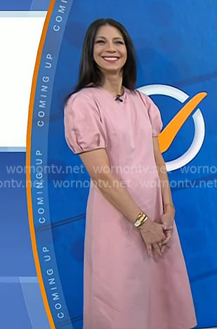 Natalie’s pink puff sleeve dress on Today
