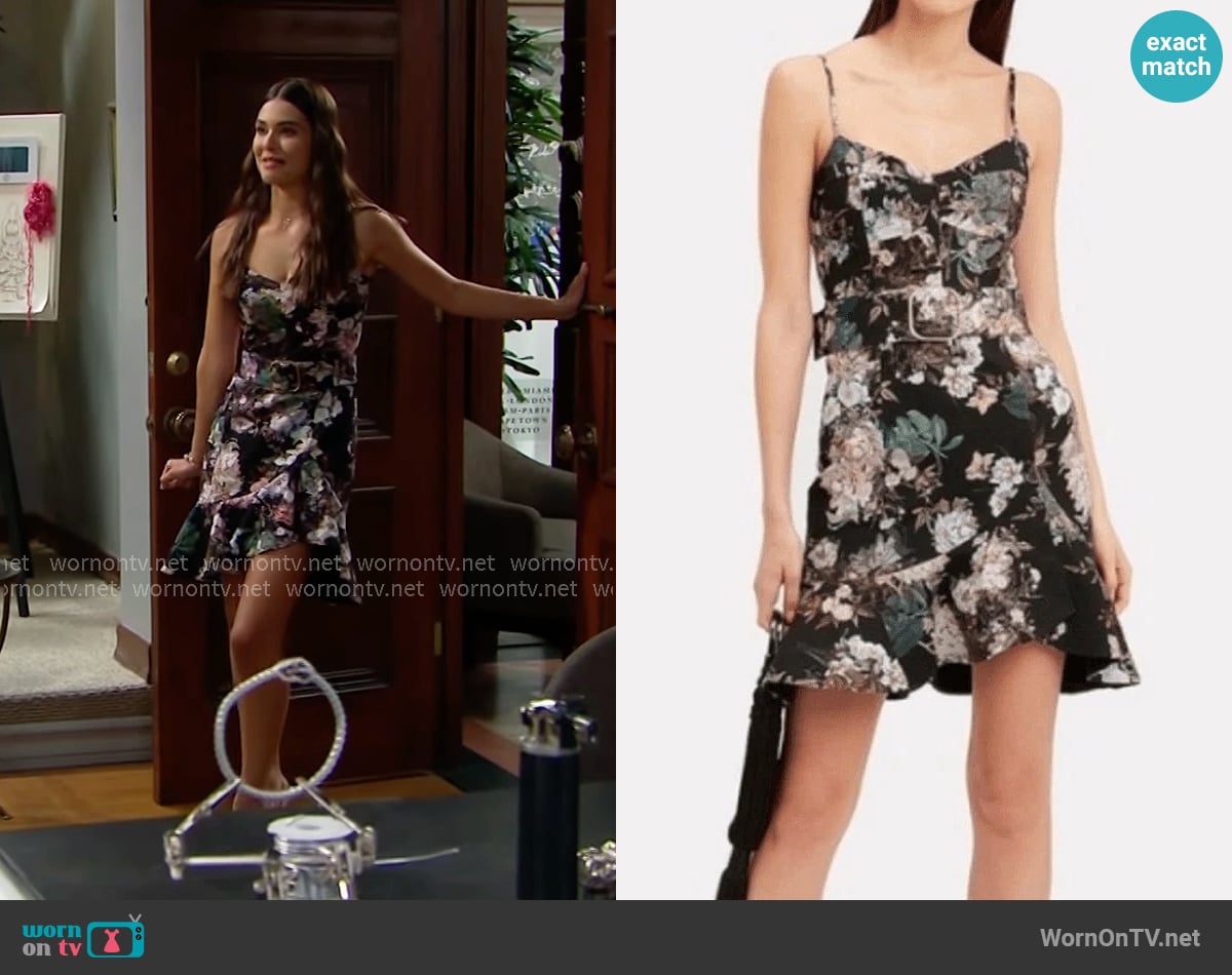 Nicholas Arielle Belted Dress worn by Electra Forrester (Laneya Grace) on The Bold and the Beautiful