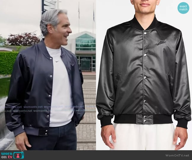 Nike Sportswear Club Water Repellent Varsity Jacket worn by Elliott Hill on Today