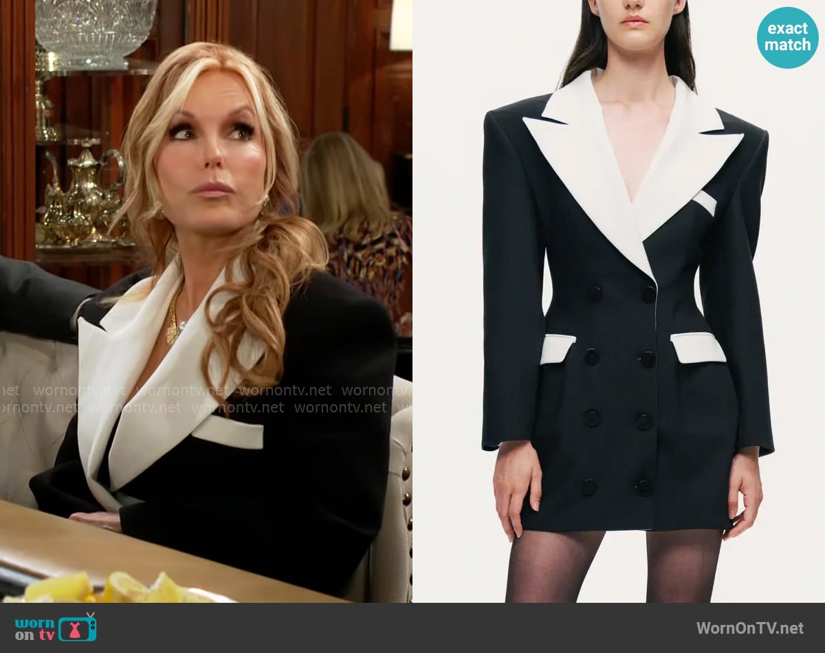 Nocturne Double-Breasted Blazer Mini Dress worn by Lauren Fenmore (Tracey Bregman) on The Young and the Restless
