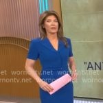 Norah O'Donnell's blue short sleeve belted dress on CBS Mornings