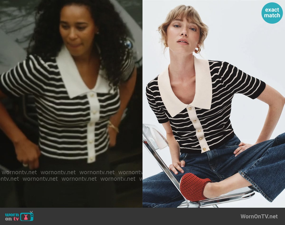 NVLT Short Sleeve Striped Cardigan worn by Mia Calabrese on Summer House