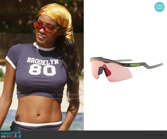 Oakley Semirimless Wrap Shield Sunglasses worn by Ciara Miller on Summer House