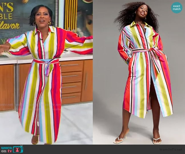Old Navy Striped Maxi Shirt Dress worn by Tamron Hall on Tamron Hall Show