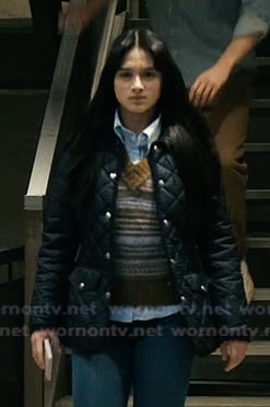 Olivia’s black quilted jacket on The Boys