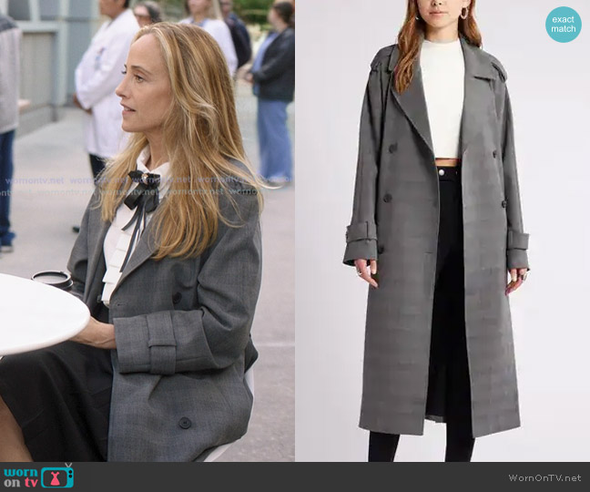 Open Edit Oversize Double Breasted Plaid Trench Coat worn by Teddy Altman (Kim Raver) on Greys Anatomy