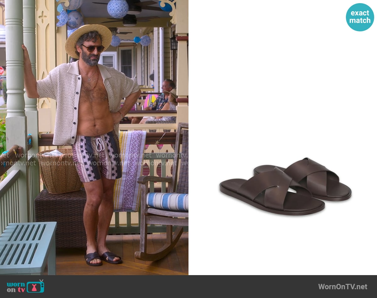 Orlebar Brown Muro sandals worn by Claude (Marco Calvani) on The Four Seasons