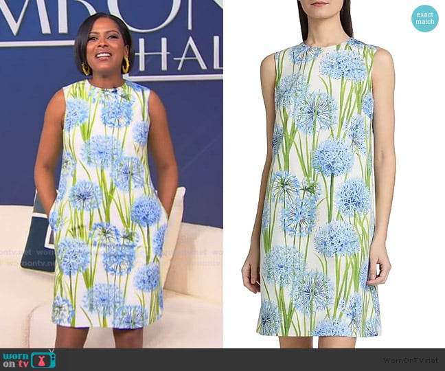 Oscar de la Renta Floral-print cotton-blend poplin mini dress worn by Tamron Hall on Tamron Hall Show