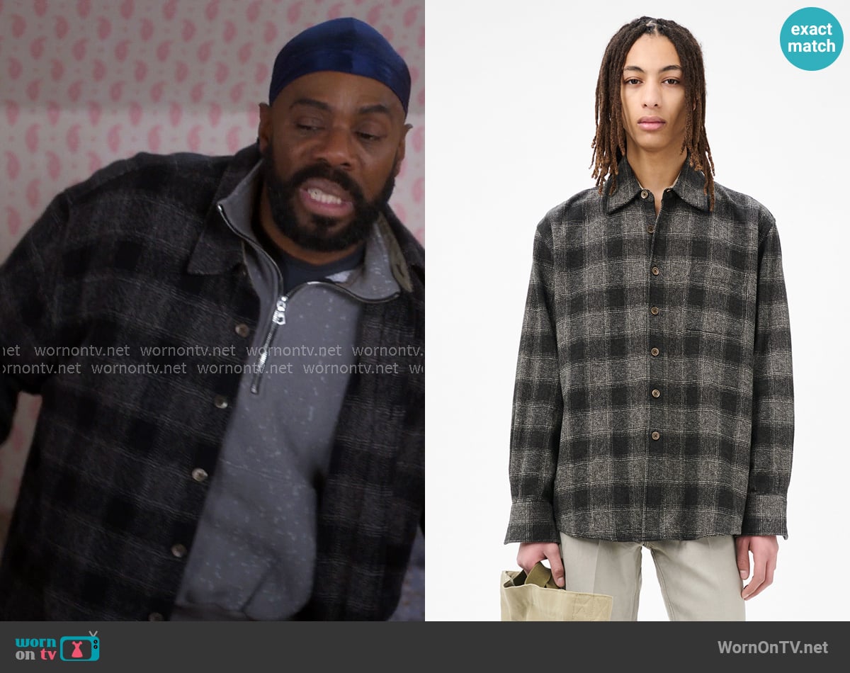 Our Legacy Above Shirt in Oakland Low Twist Check worn by Claude (Marco Calvani) on The Four Seasons