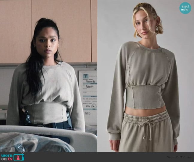 Andrea’s gray gathered waist sweatshirt on Marshals
