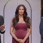 Padma’s red embellished strapless gown on Americas Culinary Cup