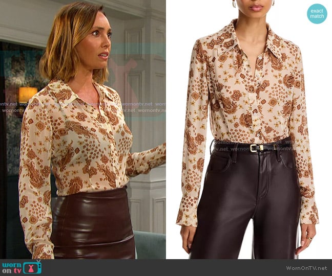 Paige Desano Silk Blend Floral Shirt worn by Gwen Rizczech (Emily O'Brien) on Days of our Lives