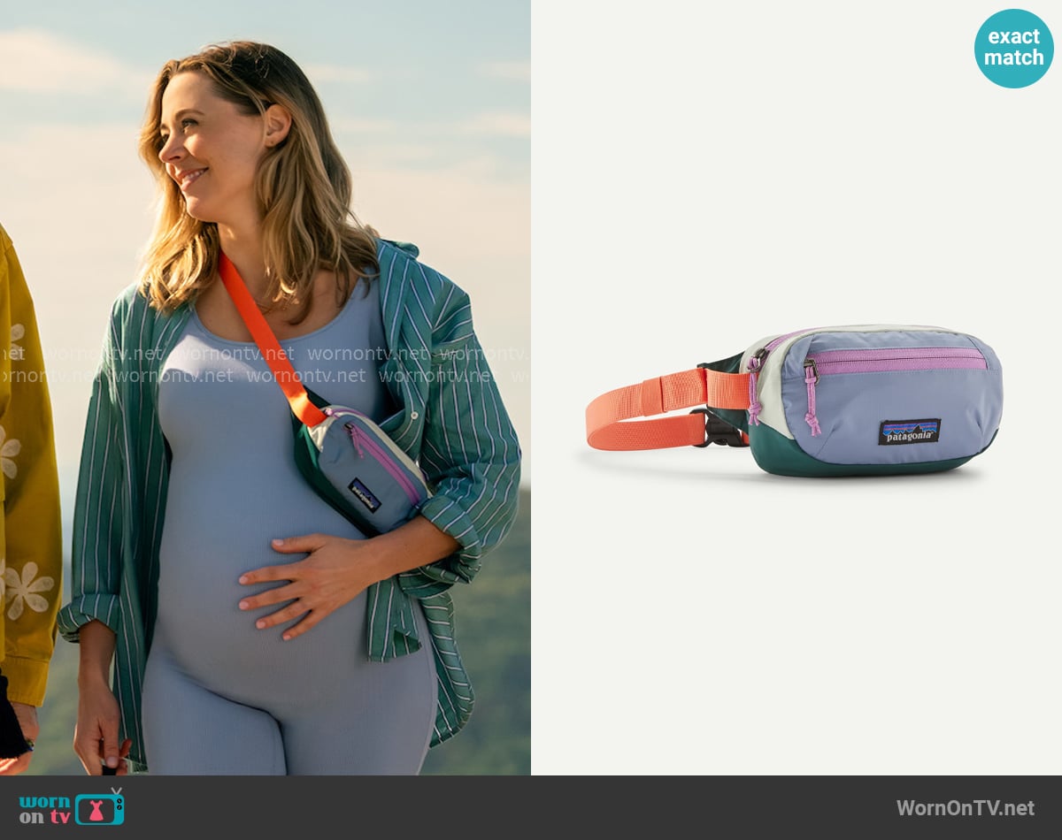 Patagonia Terravia Mini Hip Pack in Patchwork Barnacle Blue worn by Ginny (Erika Henningsen) on The Four Seasons