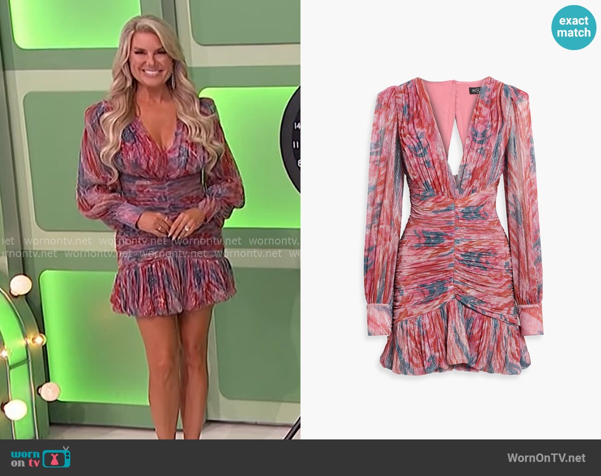 PatBO Metallic Ruched Mini Dress worn by Rachel Reynolds on The Price is Right