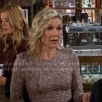 Patty’s beige leopard print dress on The Young and the Restless