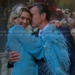 Patty's blue feather trim dress on The Young and the Restless