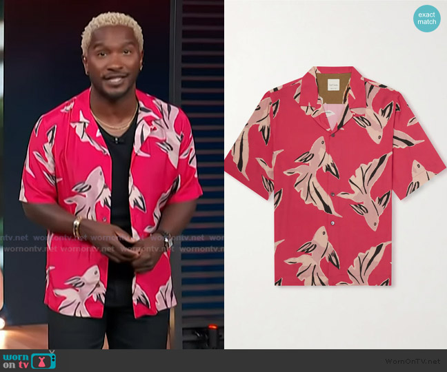 Paul Smith Fish-Print Shirt worn by Scott Evans on Access Hollywood