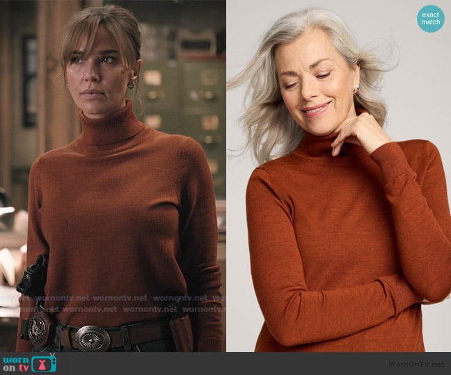 Belle’s red turtleneck sweater on Marshals