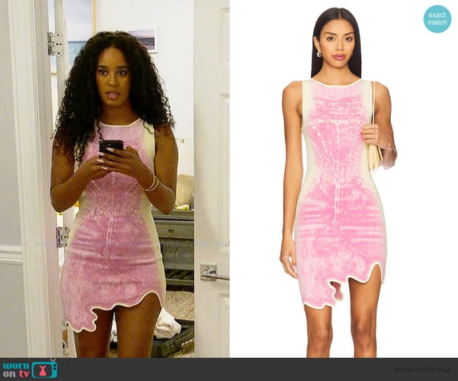 PH5 Hazel Denim Print Mini Dress worn by Mia Calabrese on Summer House