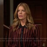 Phyllis’s sheer red striped blouse on The Young and the Restless