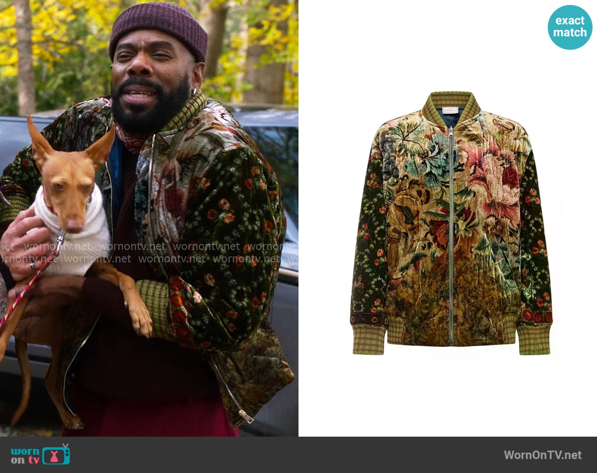 Pierre-Louis Mascia Floral-tapestry Velvet Jacket worn by Danny (Colman Domingo) on The Four Seasons