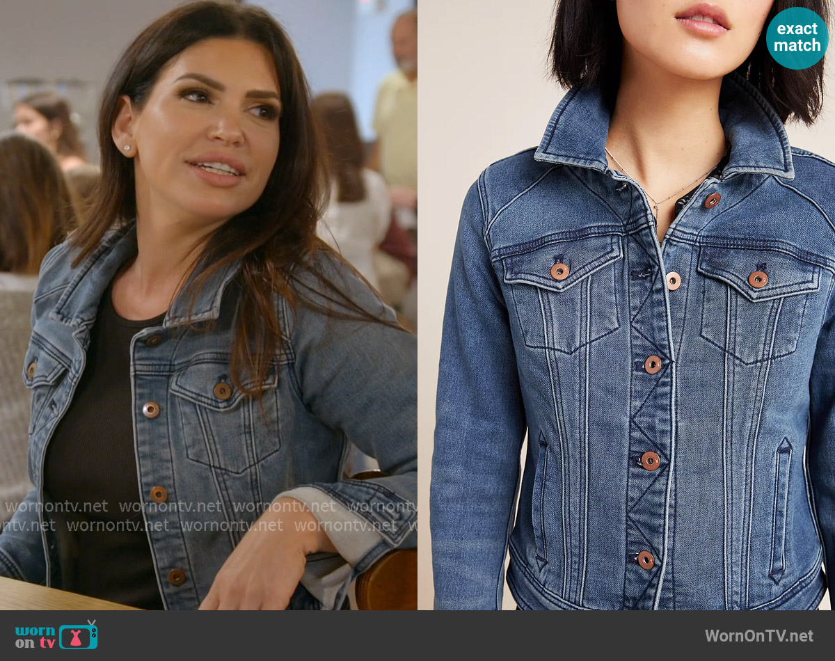 Pilcro Classic Denim Jacket worn by Jo-Ellen Tiberi on The Real Housewives of Rhode Island