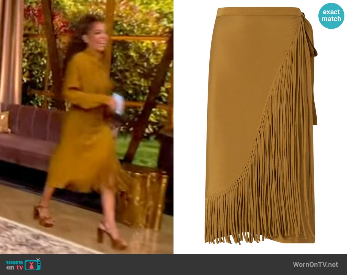 Sunny’s mustard fringe skirt on The View Sunny’s mustard fringe skirt on The View