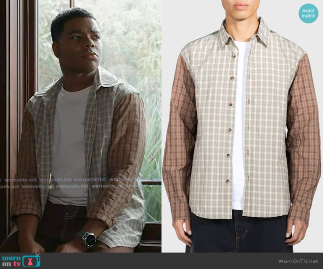 Pleasures Dazed Mismatched Plaid Button-Up Shirt worn by Harry Grant (Elijah M. Cooper) on 9-1-1