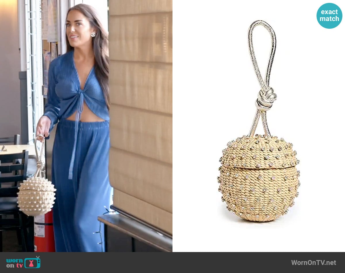 Poolside Faux Pearl Disco Ball Wristlet worn by Rosie DiMare on The Real Housewives of Rhode Island
