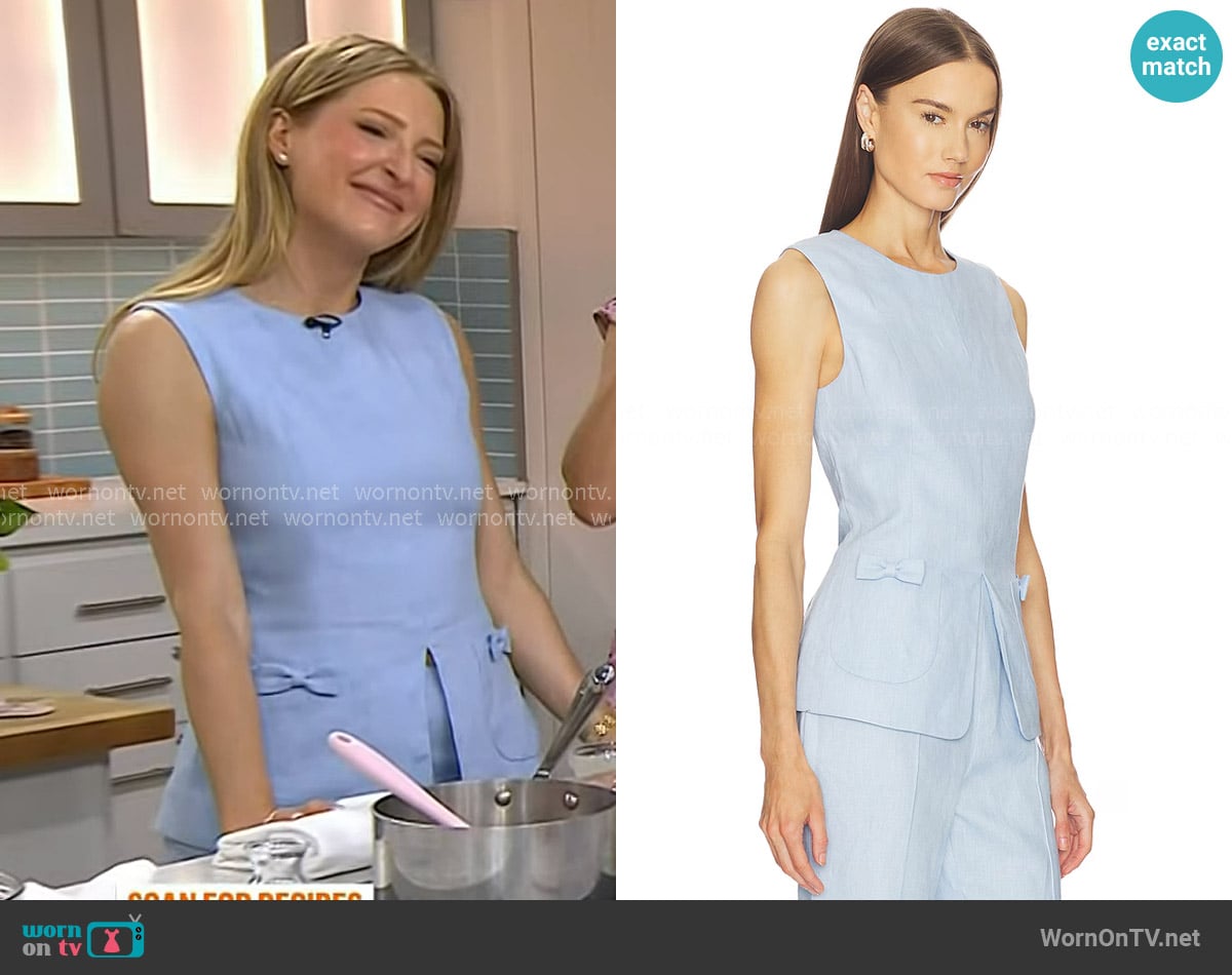 Sarah Fennel’s blue bow detail vest on Today Sarah Fennel’s blue bow detail vest on Today