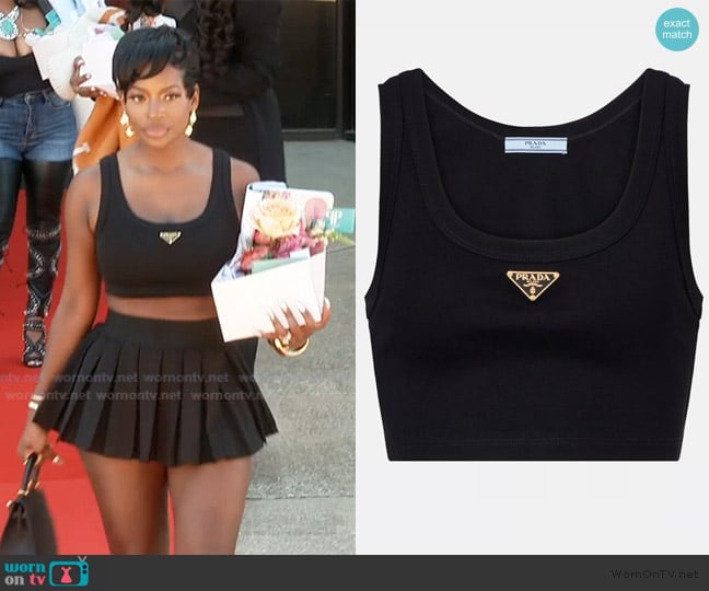 Prada Logo cotton crop top worn by Phaedra Parks on The Real Housewives of Atlanta