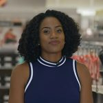 Priscilla Thompson’s navy mock neck sleeveless top on Today