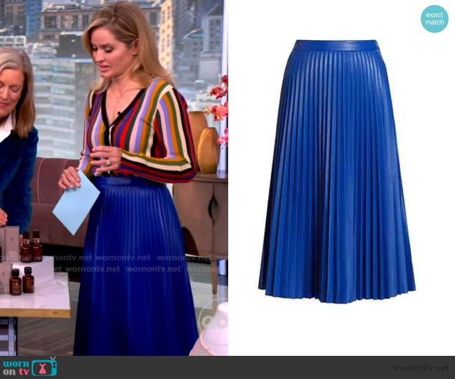 Proenza Schouler Daphne Pleated Faux-Leather Midi Skirt worn by Sara Haines on The View
