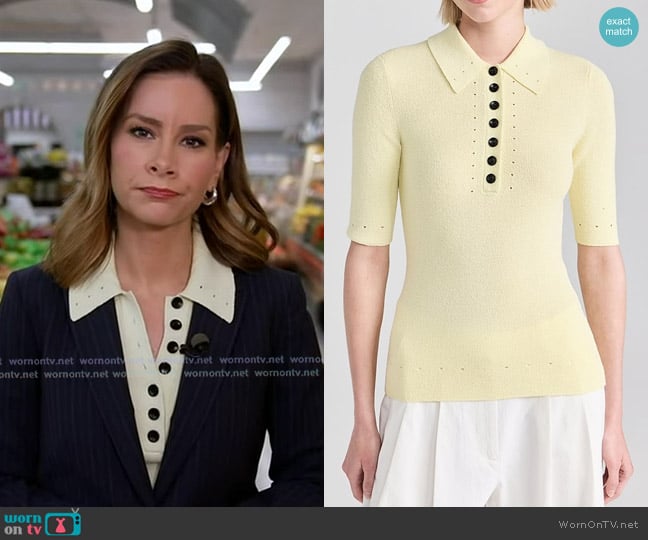 Proenza Schouler White Label Spencer Blouse In Boucle Viscose Citrine worn by Rebecca Jarvis on Good Morning America