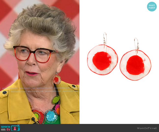 Prue by Zsiska Flora 1-Bead Earrings in Crimson worn by Prue Leith on Today